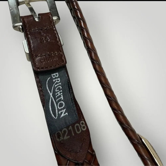 Brighton Vintage Leather Braided Western Concho Studded Belt Size L/34  Brown - Picture 6 of 8